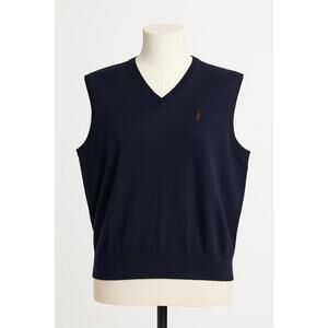 Polo Golf Ralph Lauren Men’s Sweater Vest XXL Navy Blue Cotton V-Neck Knit BH